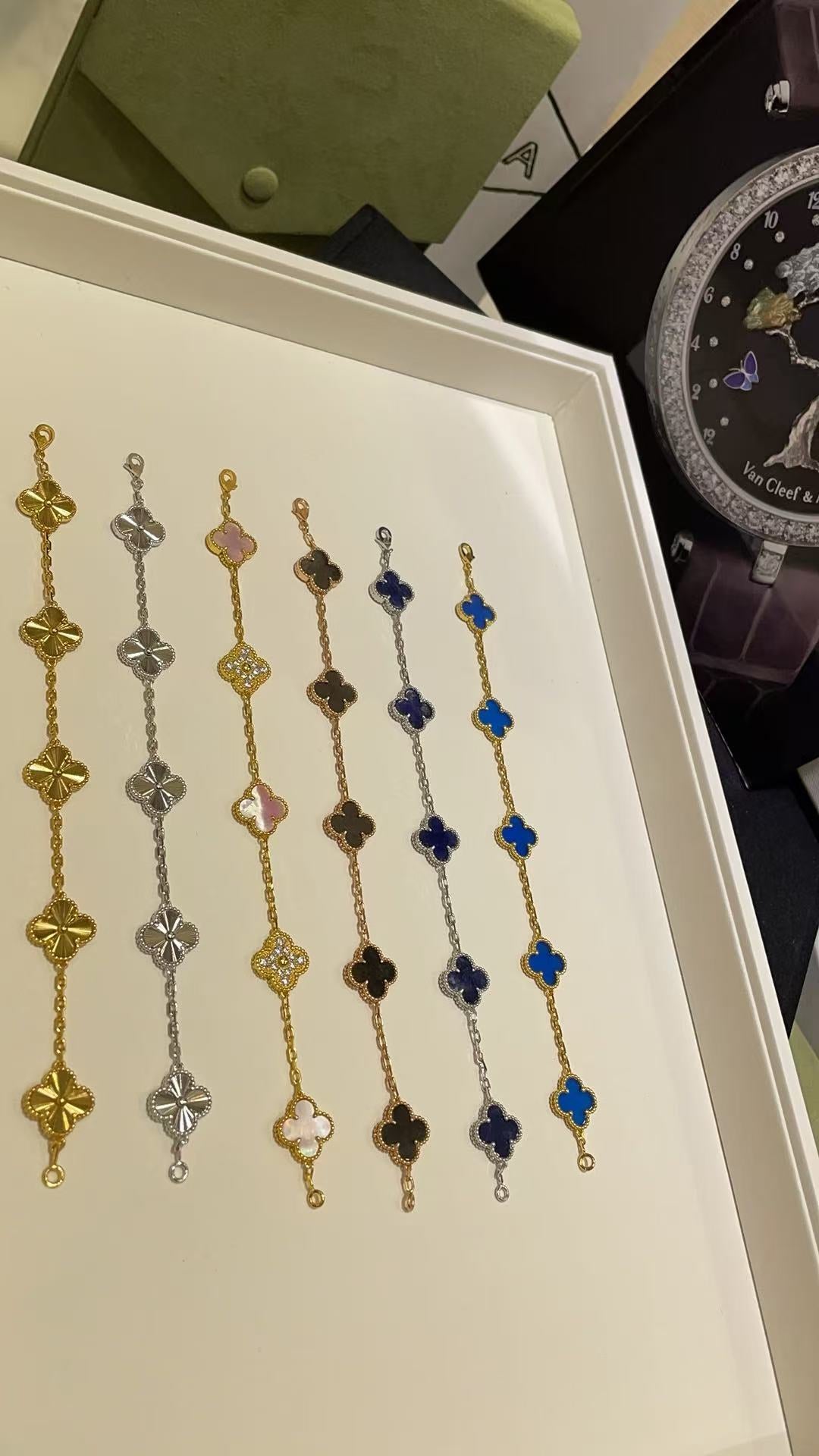 VCA CLOVER 5 MOTIF ONYXS BRACELET COLLECTION Free Shipping