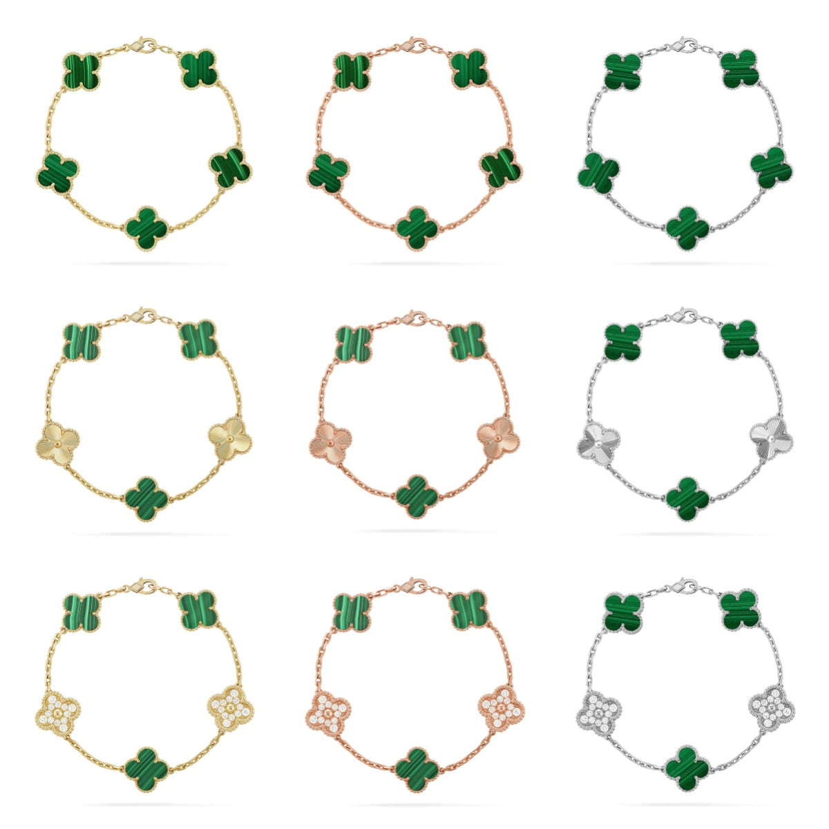 [CC jewelry] CLOVER 5 MOTIF MALACHITE BRACELET COLLECTION