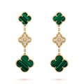 [✨CC💎]CLOVER EARRINGS GOLD MALACHITE DIAMOND 3 MOTIF