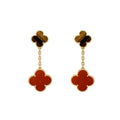 [✨CC💎]CLOVER  2 MOTIF  TIGER EYE CARNELIAN EARRINGS