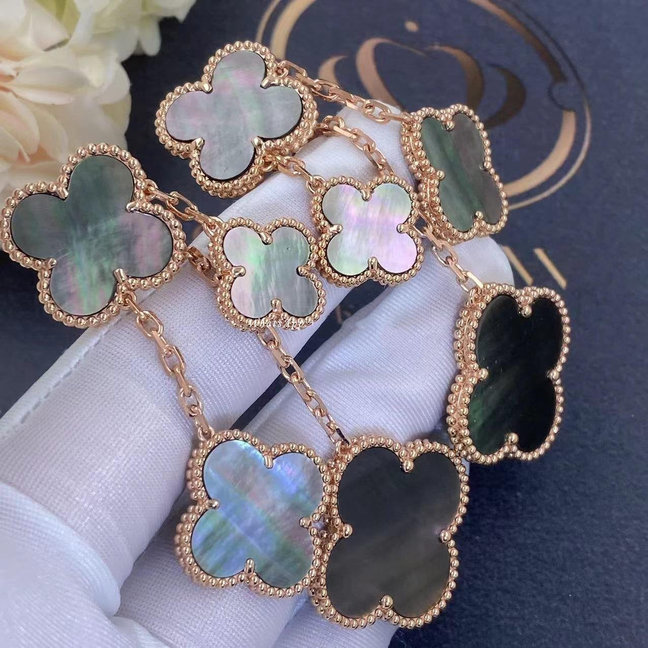 [✨CC💎]CLOVER EARRINGS DARK MOP 4 MOTIFS ROSE GOLD