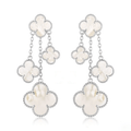 [✨CC💎]CLOVER EARRINGS WHITE MOP 4 MOTIFS SILVER