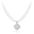 [✨CC💎]CLOVER 25MM SILVER FULL DIAMOND BIG CLOVER NECKLACE