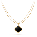 [✨CC💎]CLOVER 25MM GOLD ONYX BIG CLOVER NECKLACE