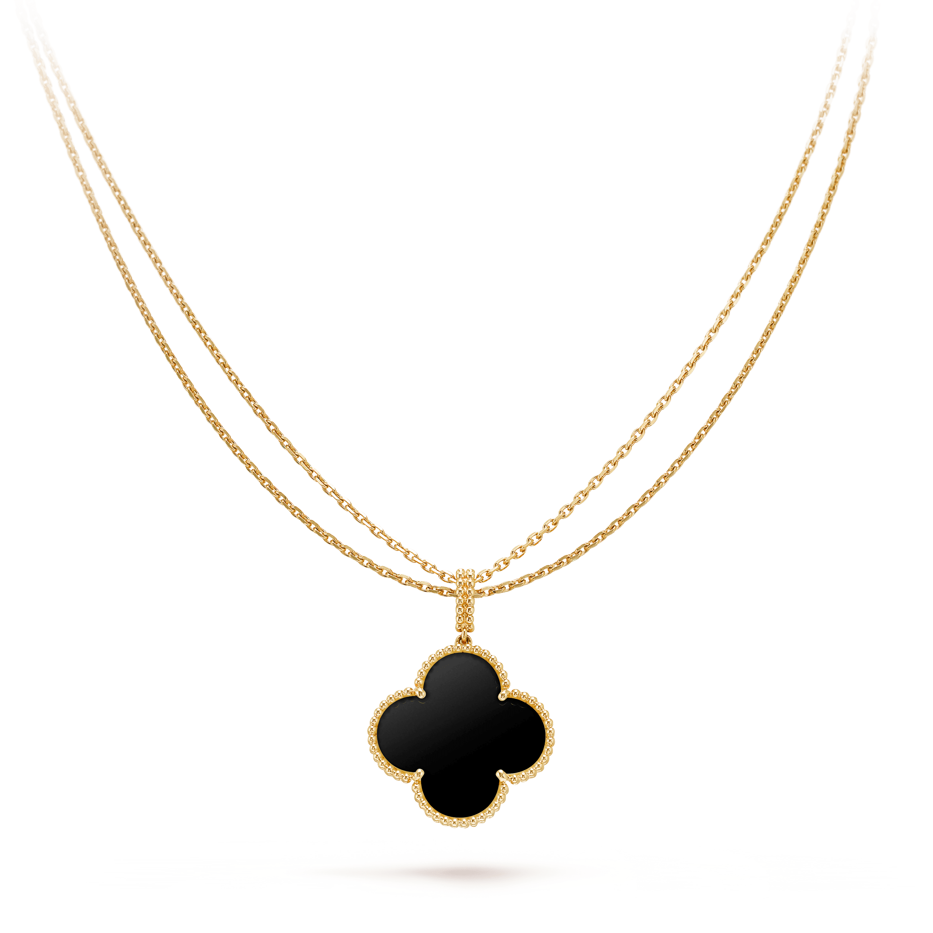[✨CC💎]CLOVER 25MM GOLD ONYX BIG CLOVER NECKLACE