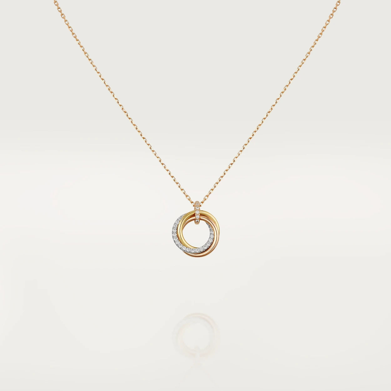 CC TRINITY NECKLACE SILVER GOLD PINK GOLD DIAMONDS