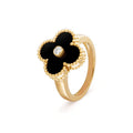 [✨CC💎]CLOVER ONYX RING GOLD DIAMOND