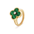 [✨CC💎]CLOVER MALACHITE RING GOLD DIAMOND